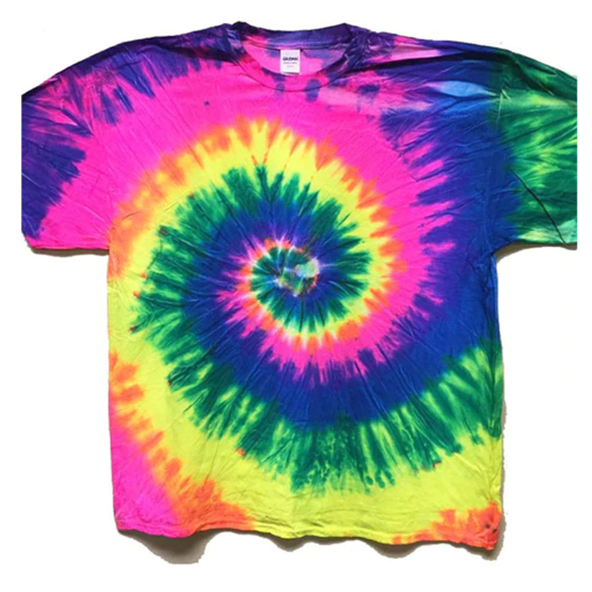 Wholesale Neon Florescent Rainbow Tie Dye Tee Shirt Bright and Vibrant Colors (Sold by the piece)