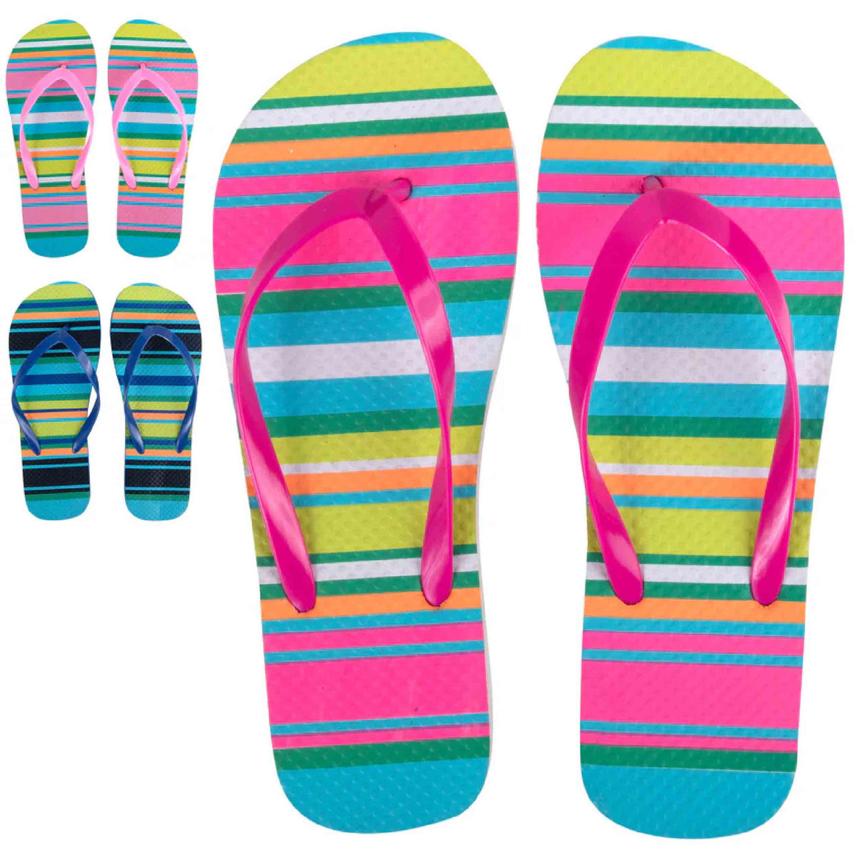 Women's Striped Flip Flops  Bulk- Assorted