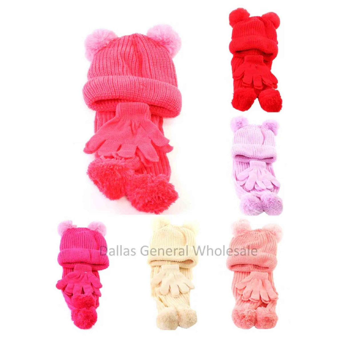 Girls Winter Hats & Scarf Set Bulk - Assorted