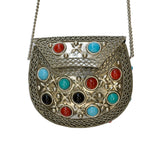 Beautiful Oxidized & Stone Embedded Purse With Chain Strap For Women