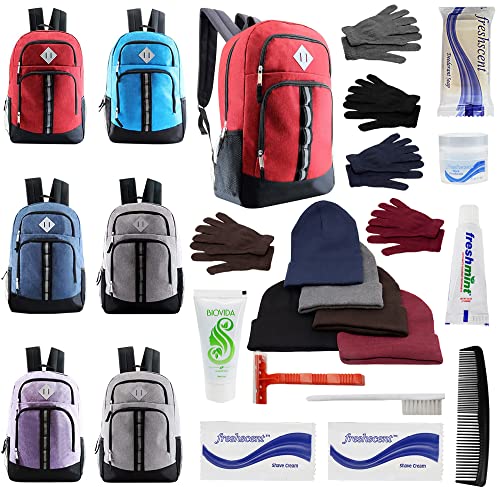 Buy Bulk Case of 12 Backpacks and 12 Winter Item Sets and 12 Hygiene Kits - Wholesale Care Package - Emergencies, Homeless, Charity