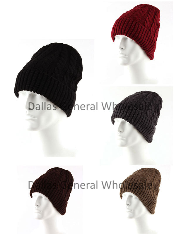 Men Casual Fur Lining Toboggan Beanies Wholesale