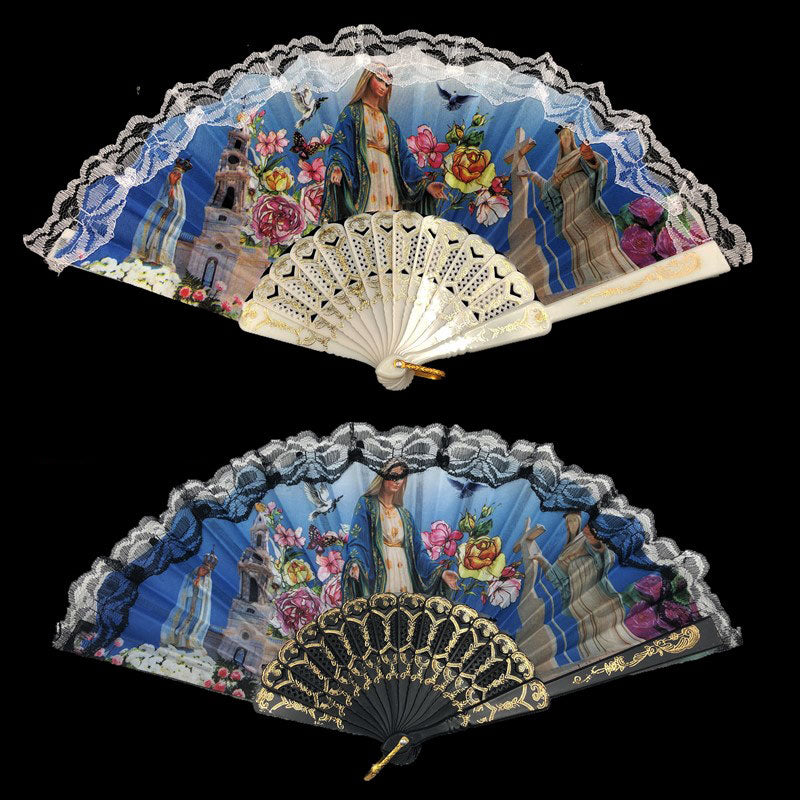 Bulk Buy Virgin Mary Hand Held Folding Fans Wholesale