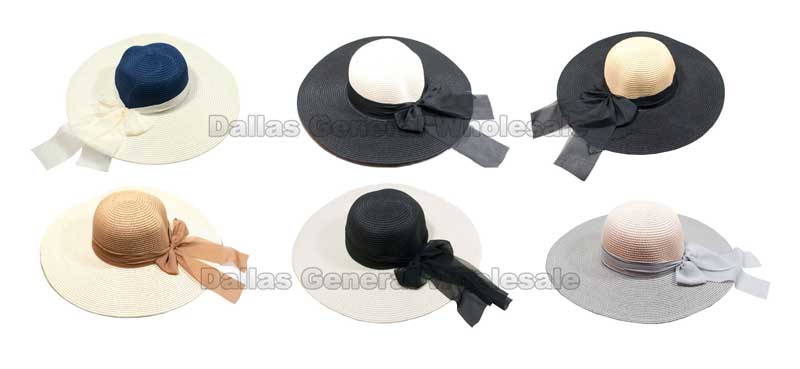 Two Tone Beach Floppy Straw Hats Wholesale