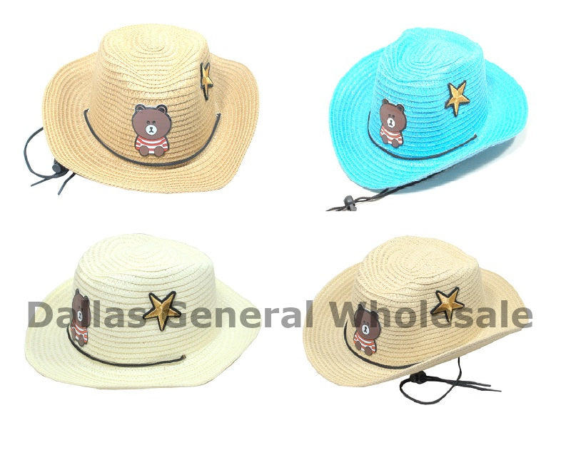 Bulk Buy Kids Bear Straw Cowboy Hats Wholesales