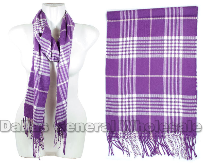 Bulk Buy Ladies Cashmere Feel Plaid Scarf Wholesale