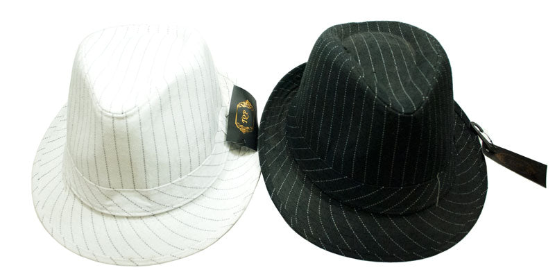 Cotton Stripped Fedora Hats MOQ 12