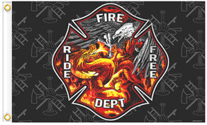 Wholesale FIRE DEPARTMENT DELUXE 3 x 5 BIKER FLAG (Sold by the piece)