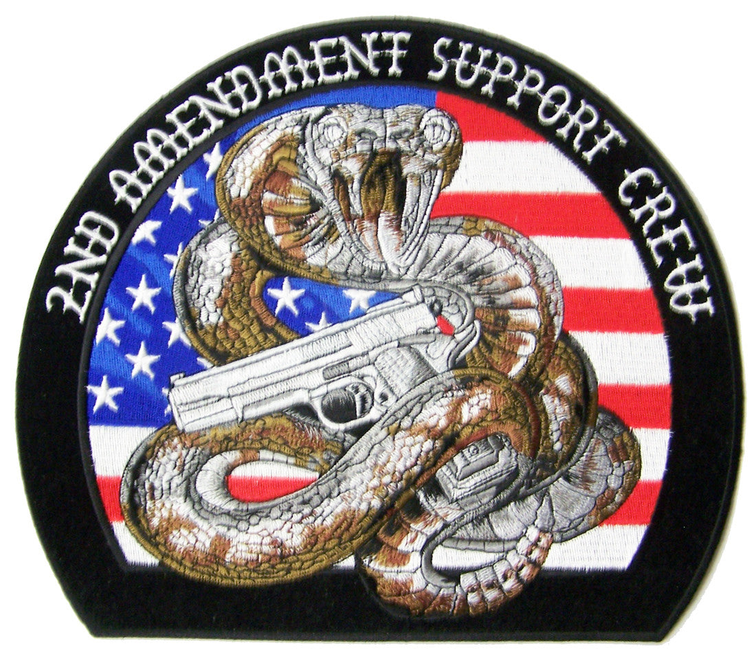 Buy JUMBO 2ND AMENDMENT RATTLESNAKE EMBROIDERED PATCH 9 INCHBulk Price