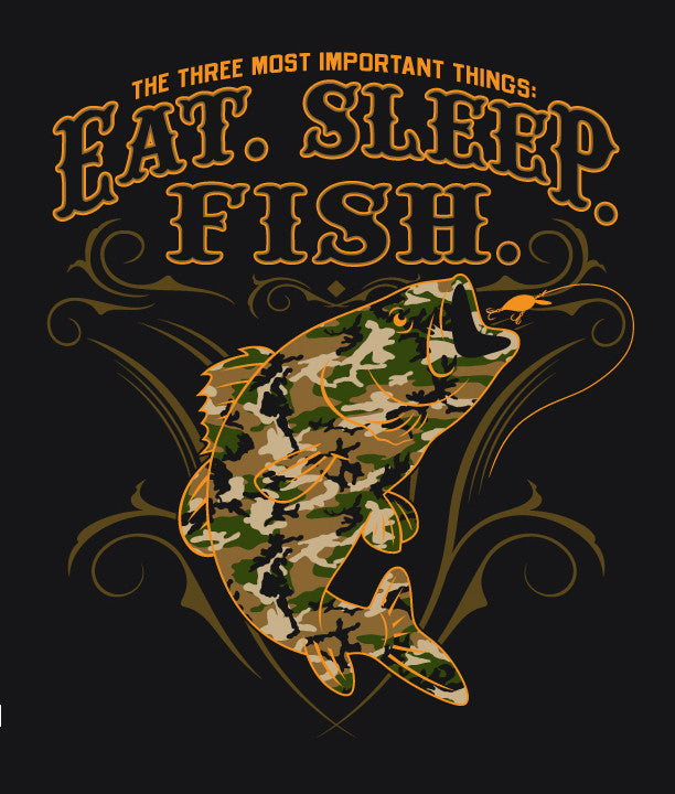 Wholesale EAT SLEEP FISH CAMO SHORT SLEEVE TEE SHIRT SIZE XXL ONLY (Sold by the piece)