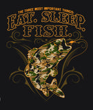 Wholesale EAT SLEEP FISH CAMO SHORT SLEEVE TEE SHIRT SIZE XXL ONLY (Sold by the piece)