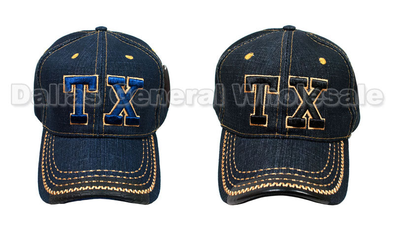 "TX" Adults Casual Denim Caps Wholesale