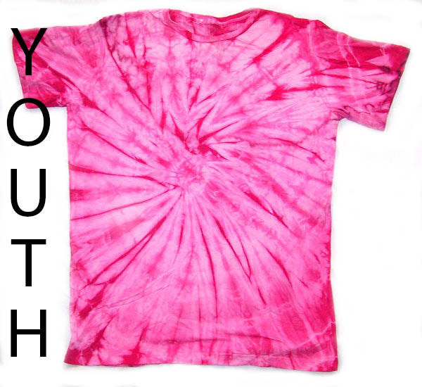 Wholesale YOUTH  PINK SPIDER TIE DYED TEE SHIRT (sold by the PIECE OR dozen)