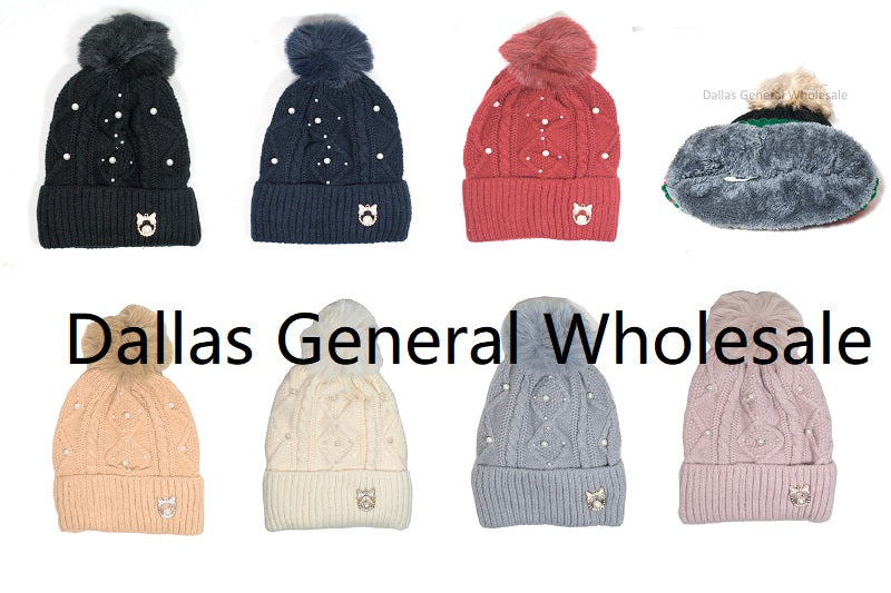 Bulk Buy Fashion Thermal Pearl Beanie Hats Wholesale