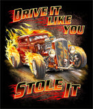 Wholesale DRIVE IT LIKE YOU STOLE IT VINTAGE CAR  BLACK SHORT SLEEVE TEE-SHIRT-(Sold by the piece)